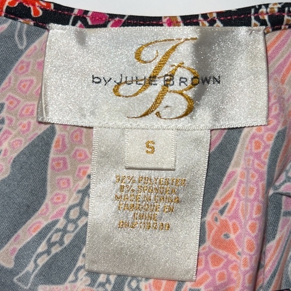 JB by Julie Brown Giraffe Long Sleeve Shift Dress Size Small Pink Black - Picture 2 of 12